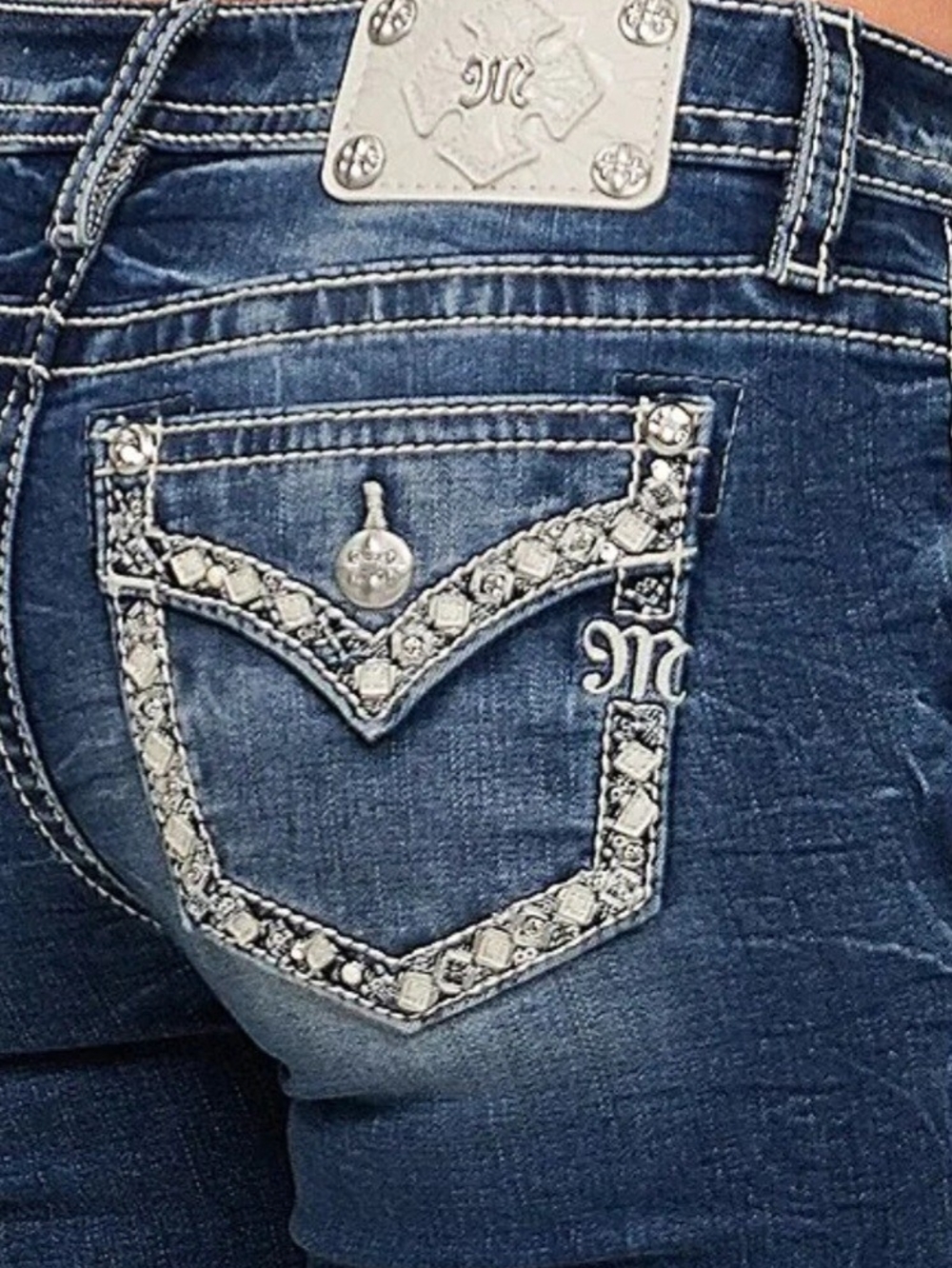 Miss Me Medium Wash Bootcut Denim Jeans With Embellishment Size 30 X 31 - Picture 5 of 7